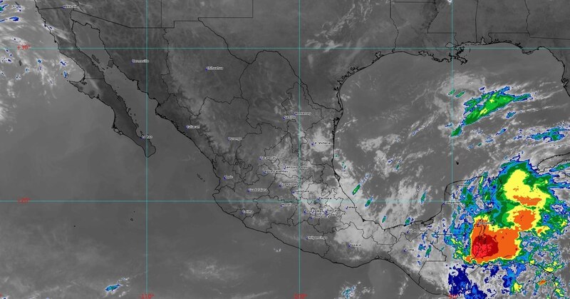 Mapa satelital de méxico de tope de nubes el 26 de octubre de 2025