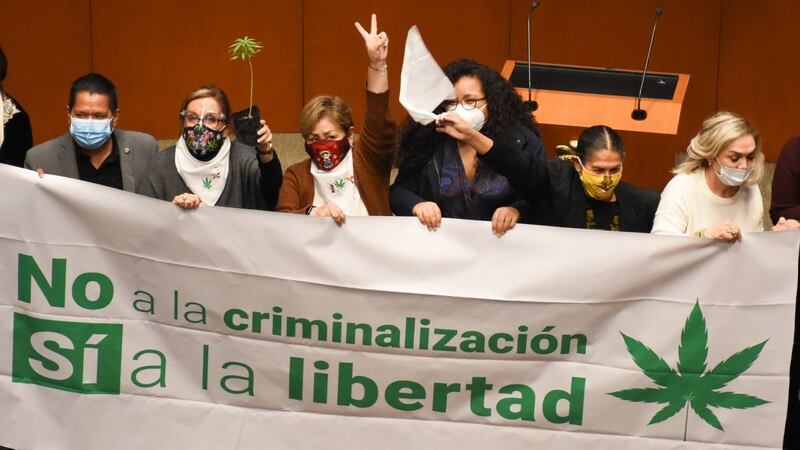 Mujeres indígenas protestan contra la criminalización de la mariguana en México