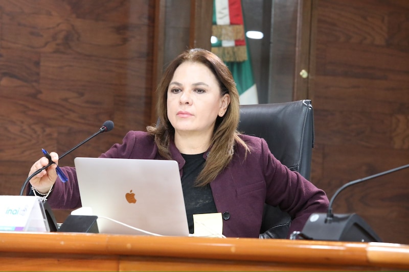 La Secretaria de Gobernación, Olga Sánchez Cordero, durante una reunión de trabajo.