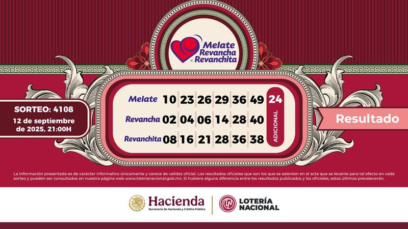 Números ganadores Melate 12 septiembre