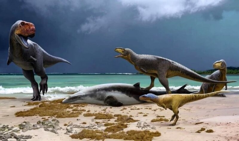 Dinosaurios en la playa