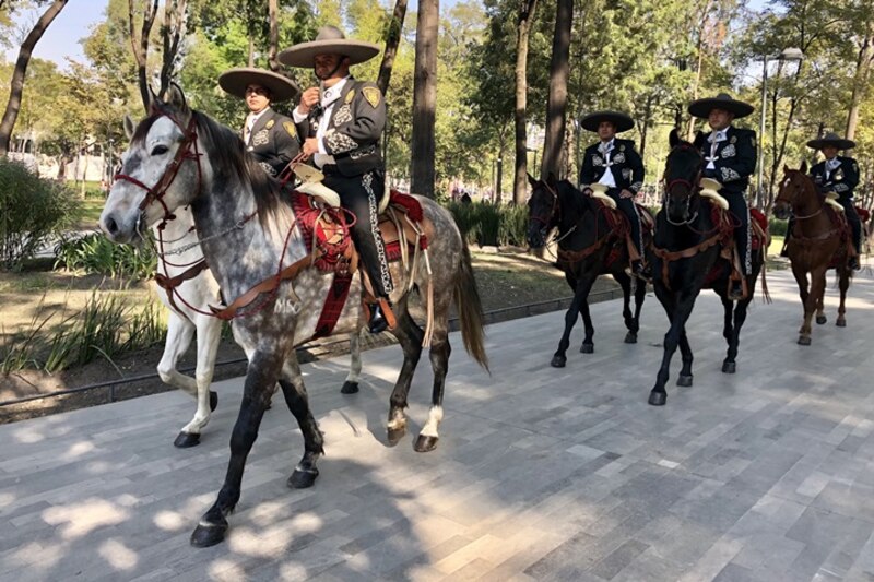 Jinetes mexicanos a caballo