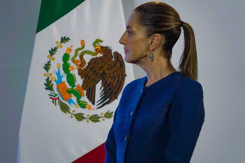 Claudia Sheinbaum, presidenta de México, durante la conferencia a medios de comunicación en donde abordó el tema de la relación que tendrá con el presidente electo de los Estados Unidos Donal Trump.