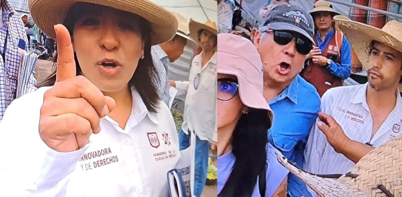 La Jefa de Gobierno, Claudia Sheinbaum, discute con un ciudadano en un mercado de la Ciudad de México.