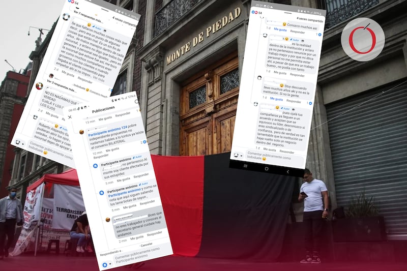 Conversaciones de grupos en Facebook de empleados del Nacional Monte de Piedad