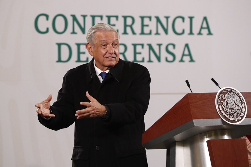 El presidente Andrés Manuel López Obrador en una conferencia de prensa