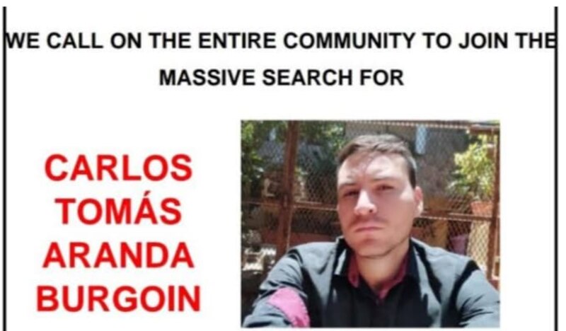 Carlos Tomás Aranda Burgoin está desaparecido
