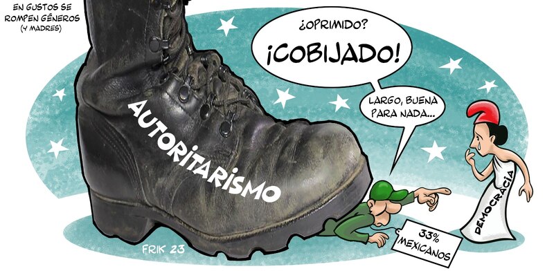 Title: El autoritarismo oprime a la democracia