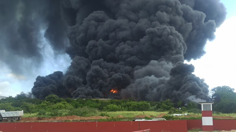 Incendio en una fábrica