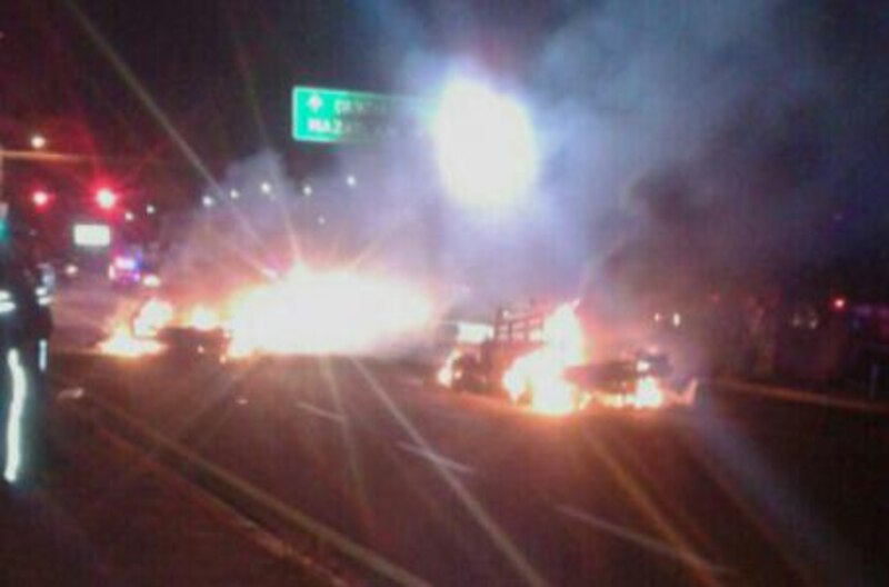 Incendio en la carretera