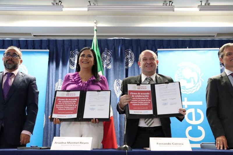 Firma de convenio entre la Secretaría de Bienestar y UNICEF