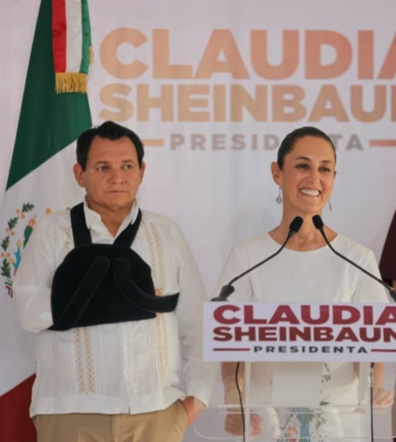 Claudia Sheinbaum y Marcelo Ebrard en un evento de campaña