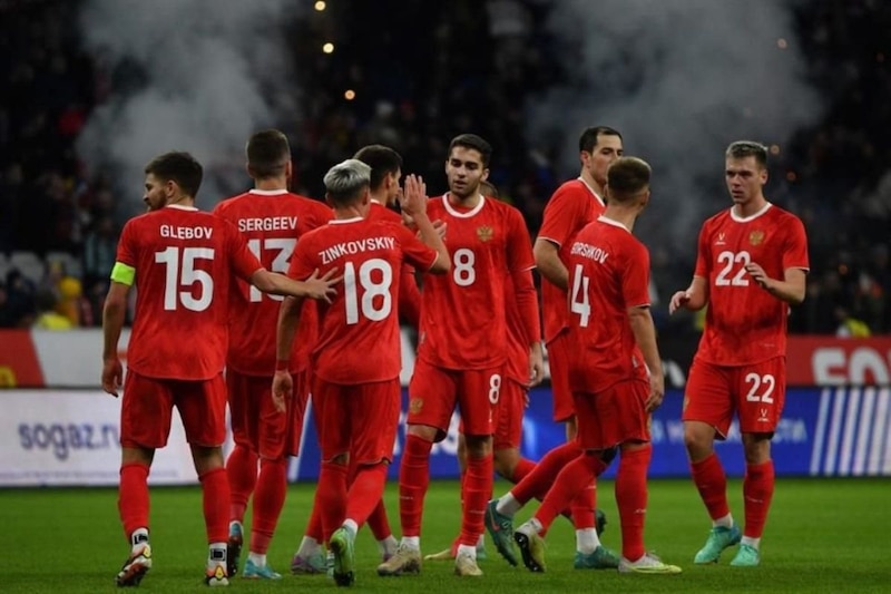 La selección rusa de fútbol celebra un gol