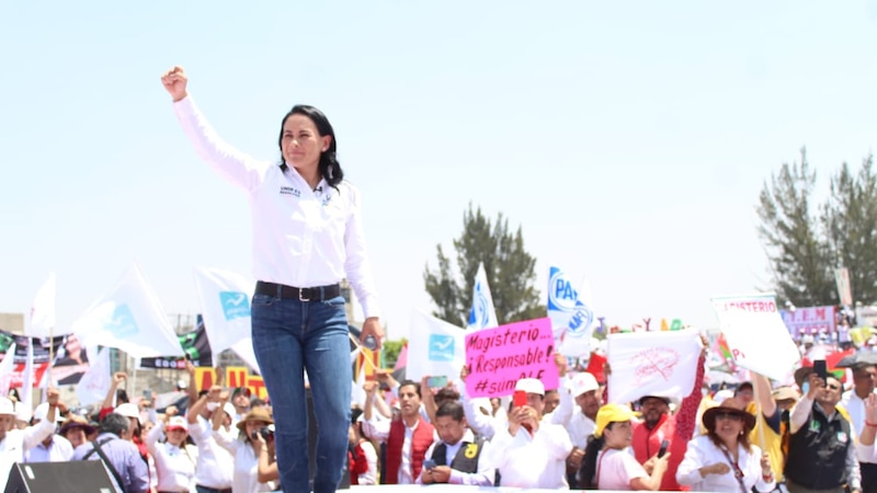 La maestra Elba Esther Gordillo, lideresa del SNTE, durante un mitin en la Ciudad de México.