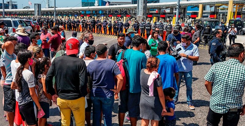 Protestas en la frontera entre México y Estados Unidos