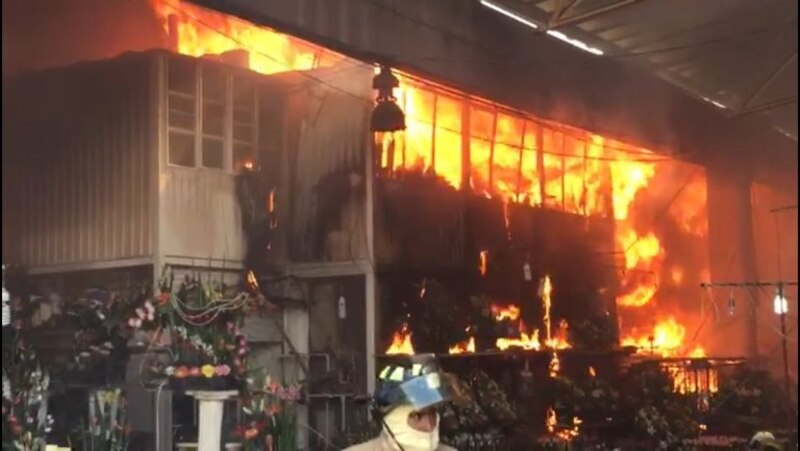Incendio en una floristería