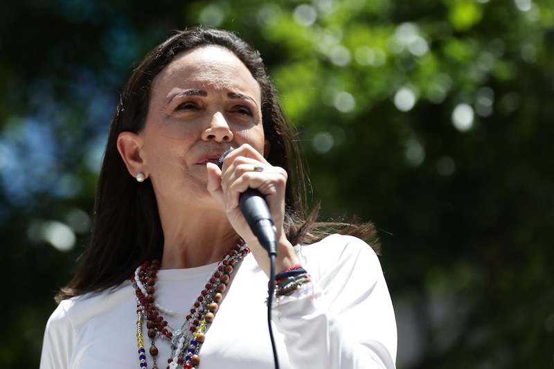 Corina Machado en un mitin