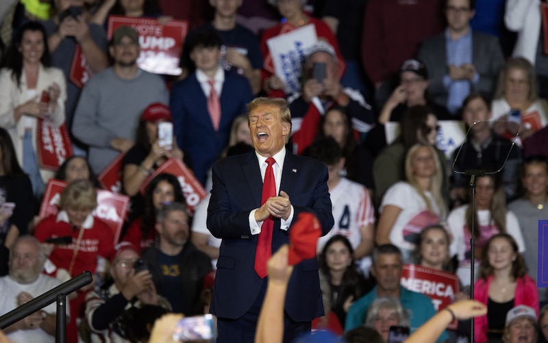 Donald Trump dando un discurso ante una multitud