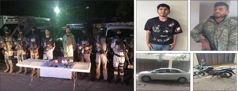 Detenidos en colonia Delicias, presuntos integrantes de “Los Mayas y/o Los de Siempre”, con armas, cristal y un auto con reporte de robo.