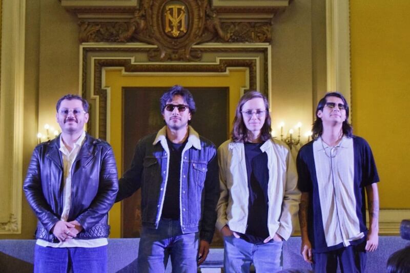 La banda Rubytates en conferencia de prensa desde el Teatro Metropólitan