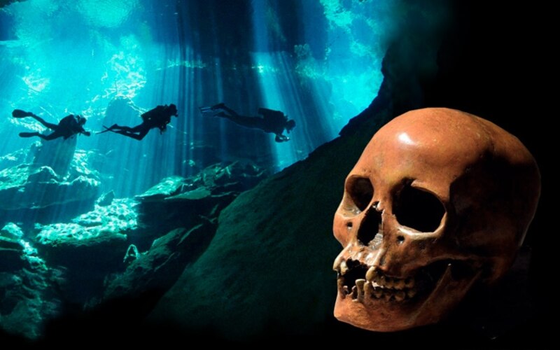 El descubrimiento de un cráneo humano en una cueva submarina en México