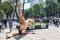 CNTE endurece protesta: vandaliza exposición del Mundial y exige audiencia presidencial