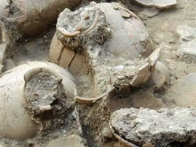 Fragmentos de cerámica encontrados en un sitio arqueológico