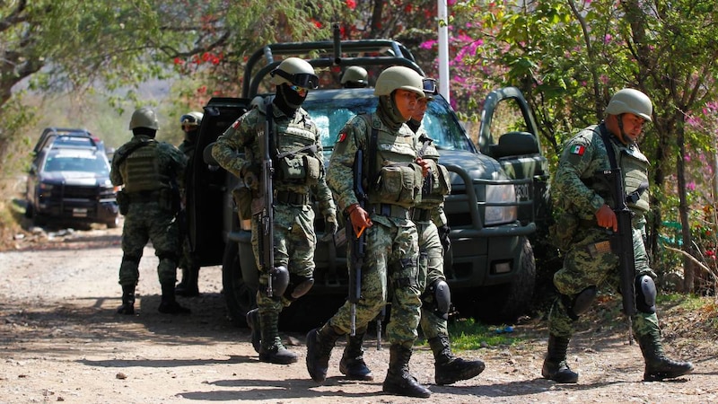 Militares mexicanos patrullan una zona rural