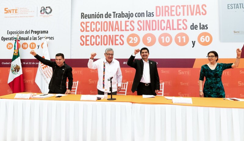 Title: Reunión de trabajo con las directivas seccionales sindicales de las secciones 29, 9, 10, 11 y 60 del SNTE