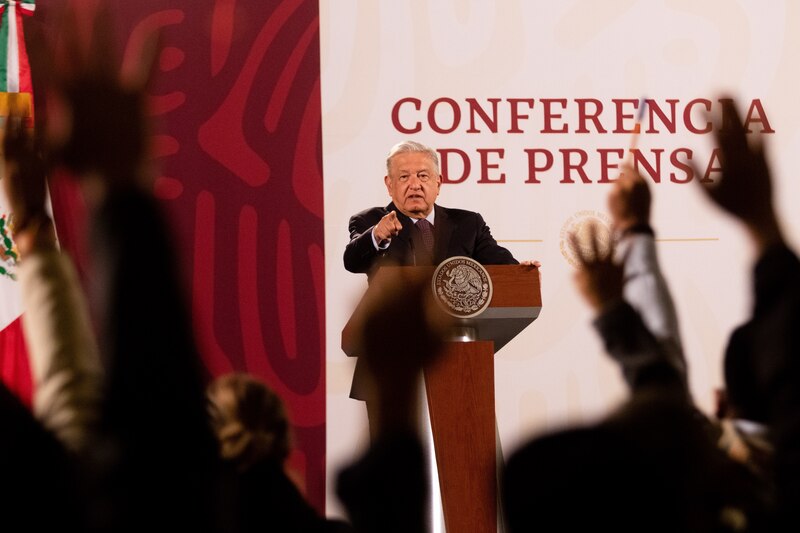 El presidente Andrés Manuel López Obrador en una conferencia de prensa