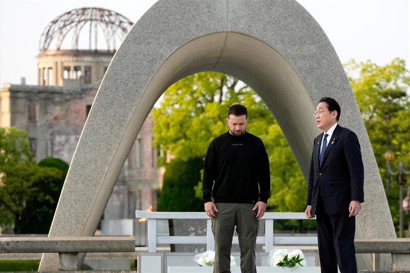 El presidente de Ucrania, Volodimir Zelenski, visita Hiroshima y pide un mundo sin armas nucleares