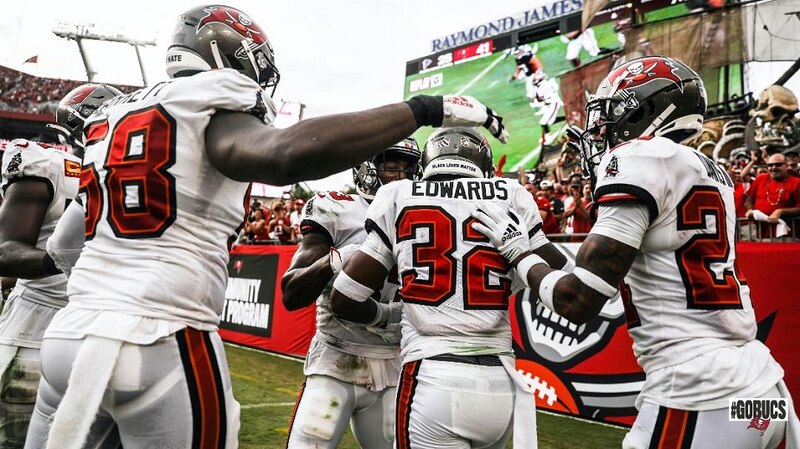 Los Buccaneers celebran un touchdown