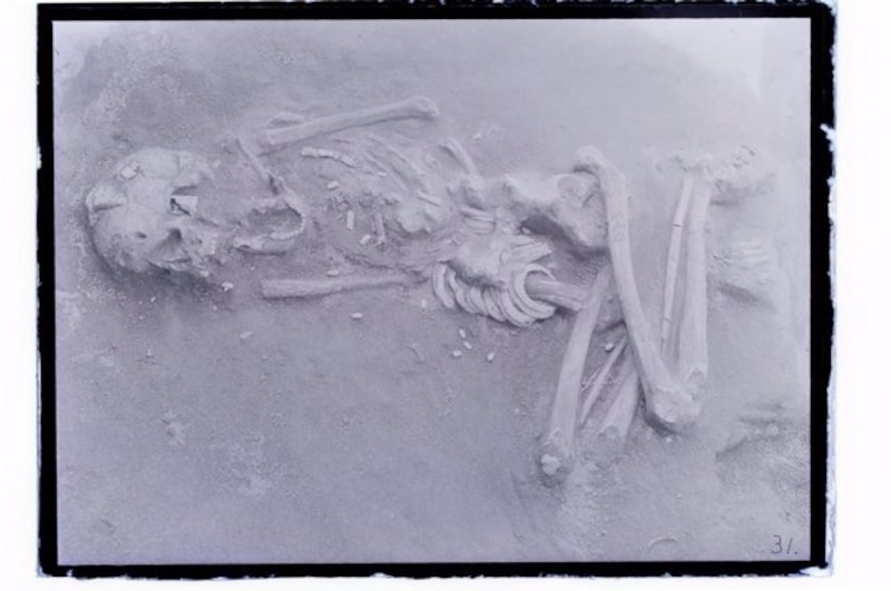 Restos óseos humanos encontrados en una excavación arqueológica