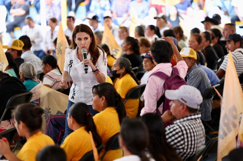 La candidata a gobernadora por el PAN, Josefina Vázquez Mota, durante un mitin en el Estado de México.