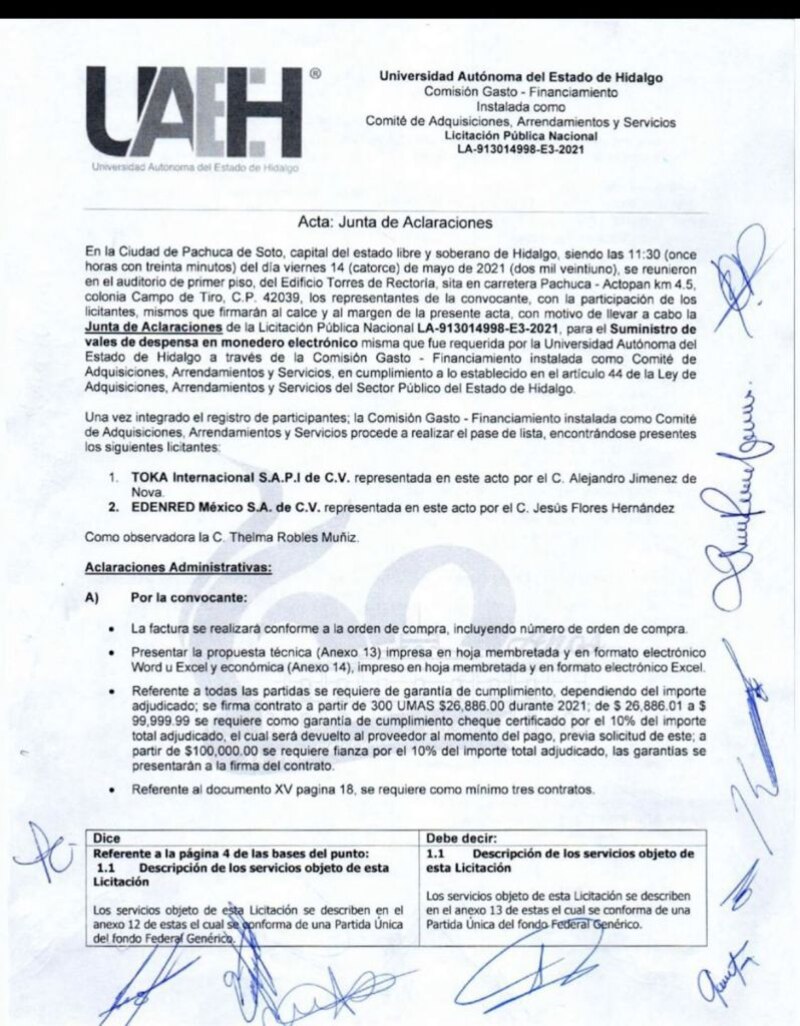 Title: Acta de Junta de Aclaraciones