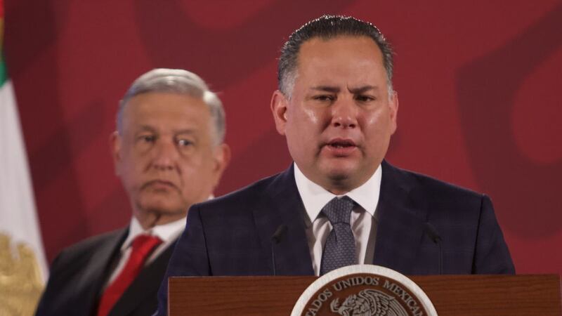 El presidente Andrés Manuel López Obrador y el secretario de Gobernación, Adán Augusto López Hernández, durante una conferencia de prensa en Palacio Nacional.