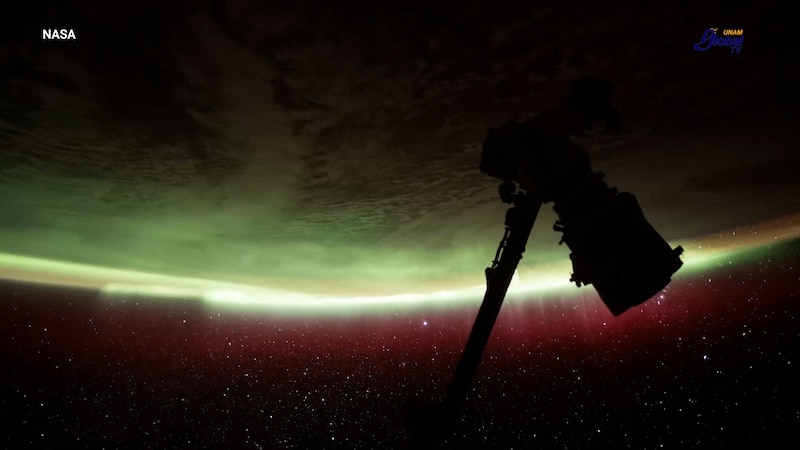 La aurora boreal vista desde la Estación Espacial Internacional