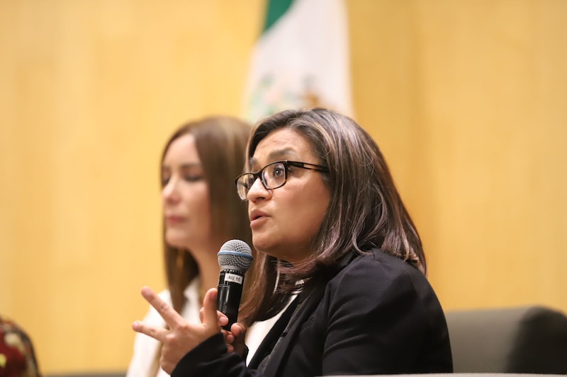 La Secretaria de Gobernación, Olga Sánchez Cordero, durante un foro en la Ciudad de México.