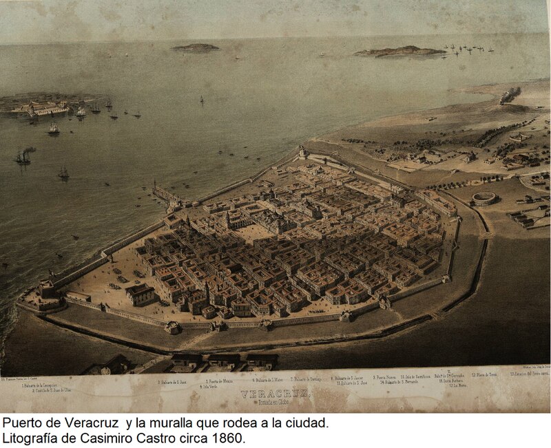 Title: Puerto de Veracruz y la muralla que rodea a la ciudad