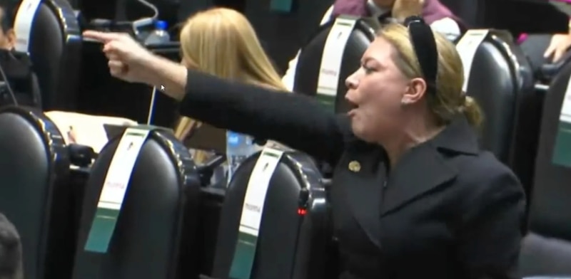 La diputada mexicana Margarita Zavala increpa a un compañero durante una sesión en el Congreso.