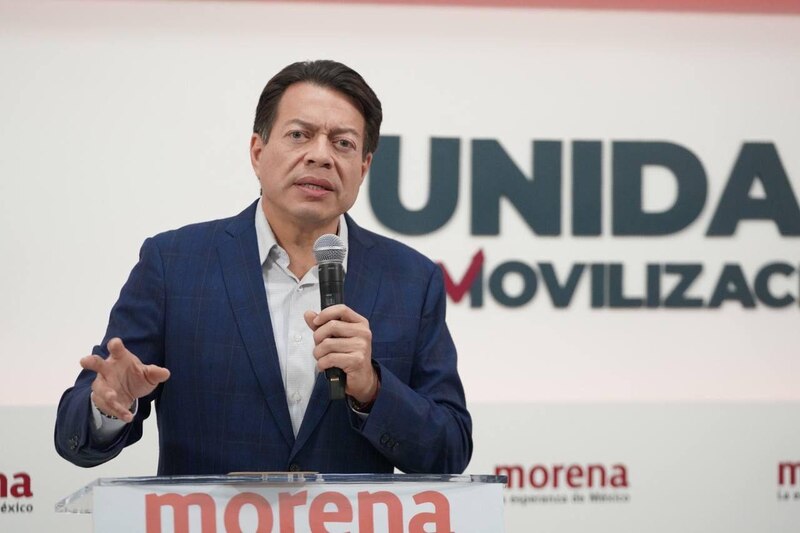 El senador Ricardo Monreal durante una conferencia de prensa.