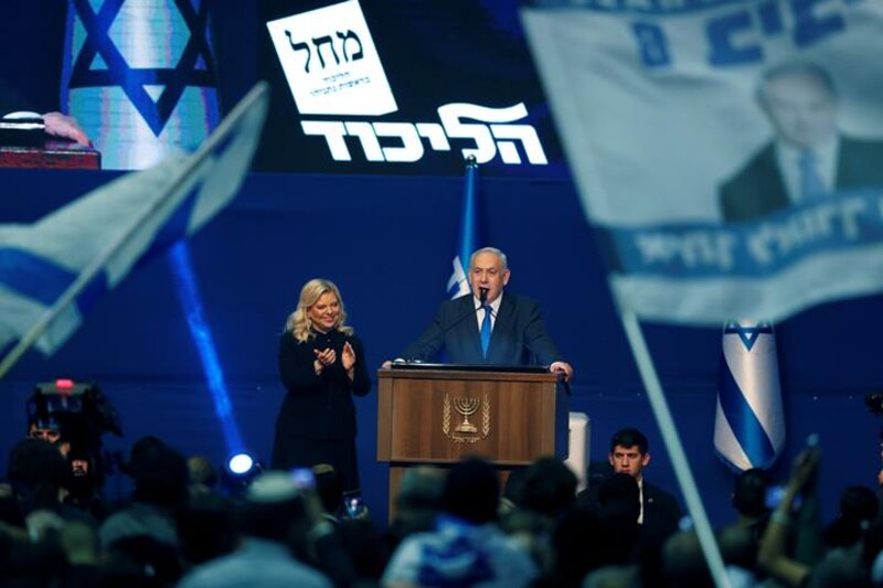 Netanyahu y Gantz, juntos en un mitin electoral en Israel