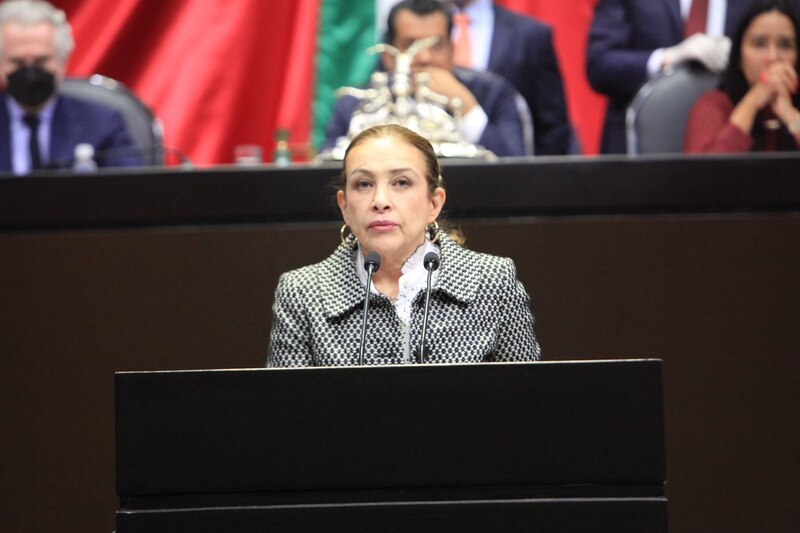 La diputada federal por Morena, Yeidckol Polevnsky, durante una sesión en el Congreso de la Unión.