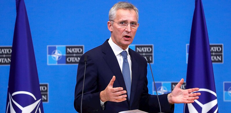 El secretario general de la OTAN, Jens Stoltenberg, pronuncia un discurso durante una conferencia de prensa en la sede de la OTAN en Bruselas, Bélgica, el 14 de octubre de 2021.