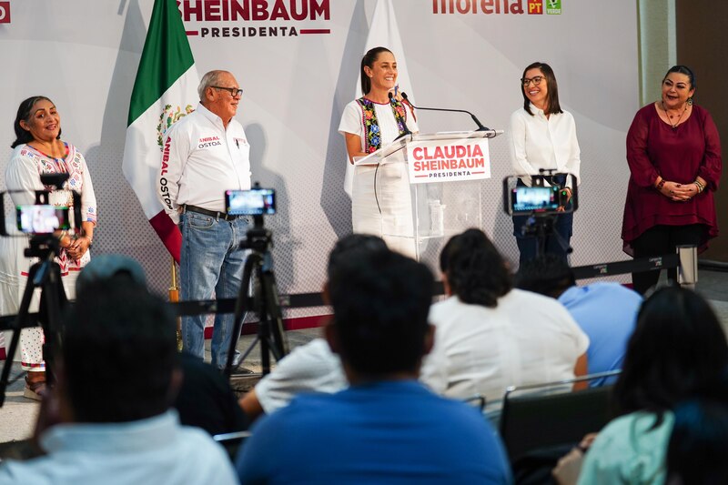 Claudia Sheinbaum, precandidata de Morena a la presidencia de México, en un evento público.