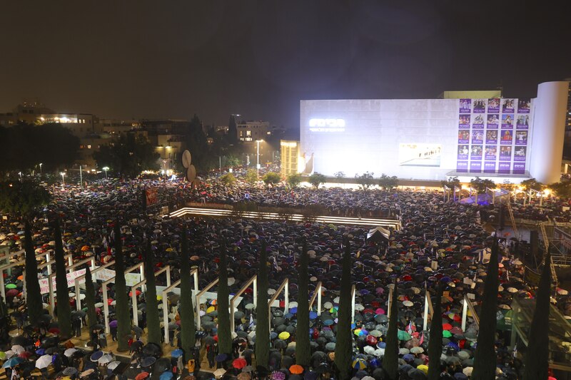 Protesta en la Plaza Rabin de Tel Aviv