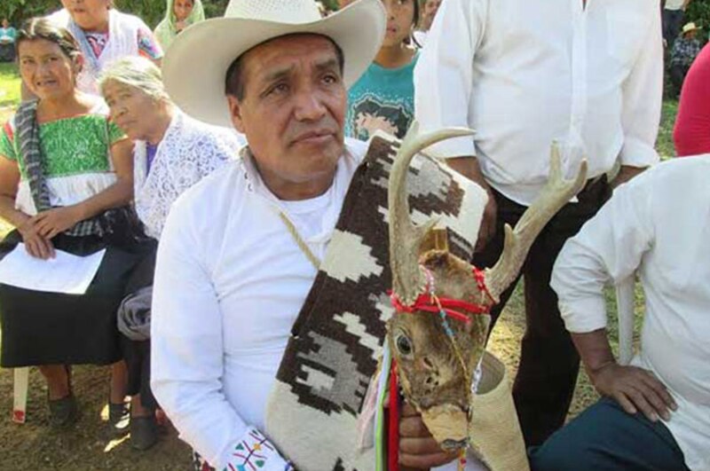 Indígena mexicano con un venado