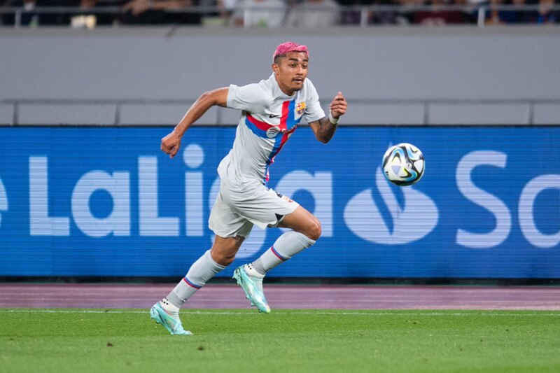 El jugador del Barcelona, Ansu Fati, en acción durante un partido de fútbol.