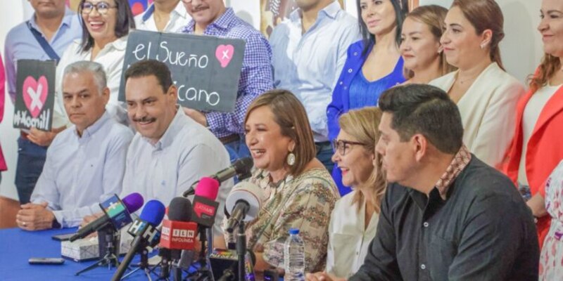 Candidata a la gubernatura de Quintana Roo, Mara Lezama, en conferencia de prensa.