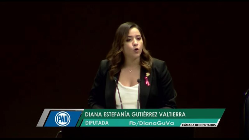 La diputada Diana Estefanía Gutiérrez Valtierra del PAN en la tribuna de la Cámara de Diputados